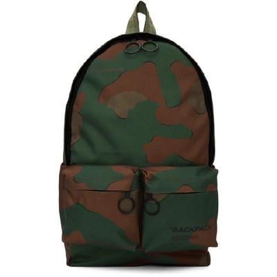 Shop Off-white Green Camo Backpack In Allover