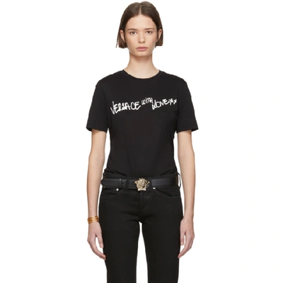 Shop Versace Black  With Love T-shirt In A1008 Black