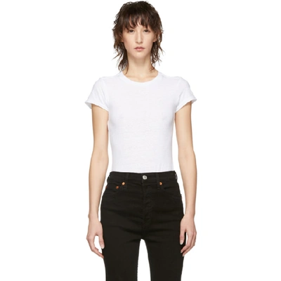 Shop Re/done White Originals Slim T-shirt Bodysuit In Optic White