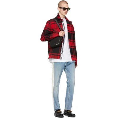 Shop Off-white Red And Black Flannel Stencil Shirt In Red/black
