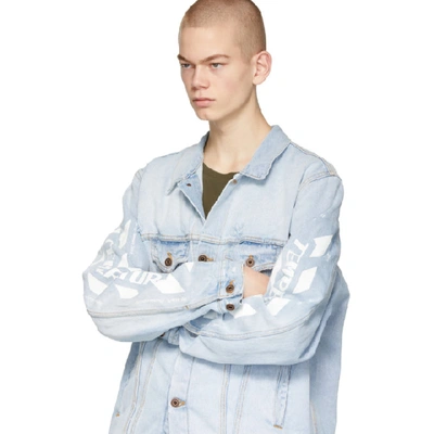 Shop Off-white Ssense Exclusive Blue Denim Temperature Jacket In Bleach Whit
