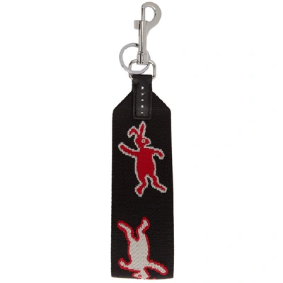 Shop Marni Dance Bunny Black And Red Bunny Keychain In Z2b20 Blk/r