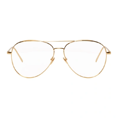 Shop Linda Farrow Luxe Gold 751 C1 Glasses In Yellowgold