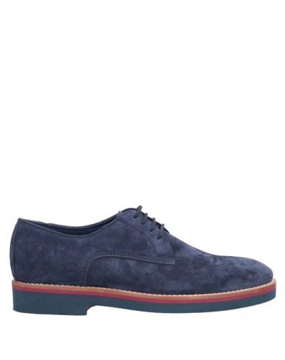 Shop Fabi Man Lace-up Shoes Blue Size 7 Soft Leather