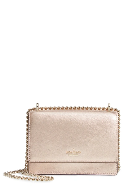 Shop Kate Spade Cameron Street - Hazel Metallic Leather Crossbody Bag - Pink In Rose Gold