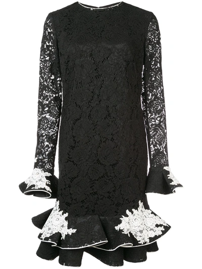 Shop Nha Khanh Lace Flare Mini Dress - Black