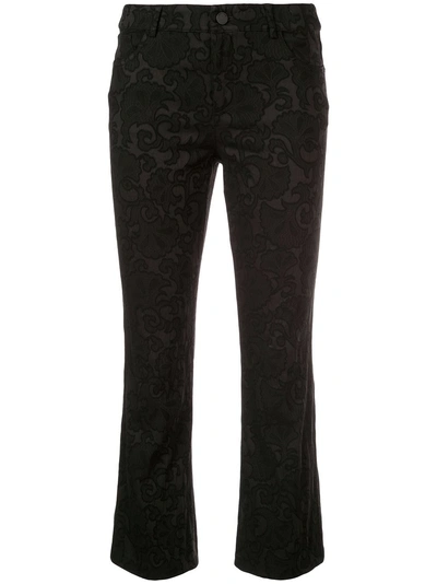 Shop Alice And Olivia Floral Print Cropped Trousers In Black