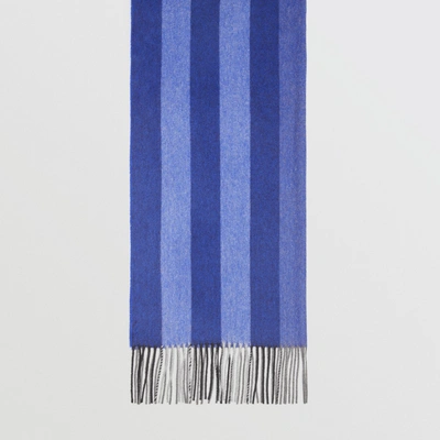 Shop Burberry Colour Block Check Cashmere Scarf In Bright Cobalt