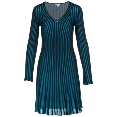 Shop Kenzo Women's Knee Length Dress Long Sleeve In Blue