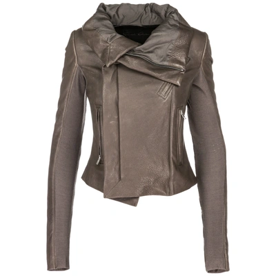Shop Rick Owens Women's Leather Outerwear Jacket Blouson In Grey