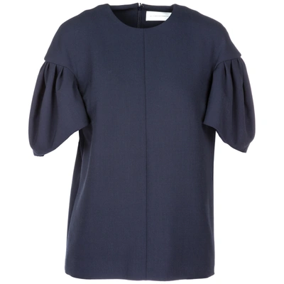 Shop Victoria Beckham Women's T-shirt Short Sleeve Crew Neck Round In Blue