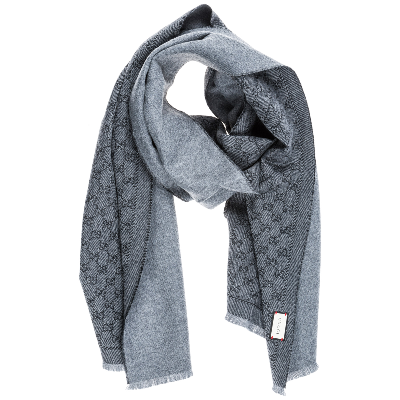 Gucci Men's Wool Scarf Gg Supreme In Grey ModeSens