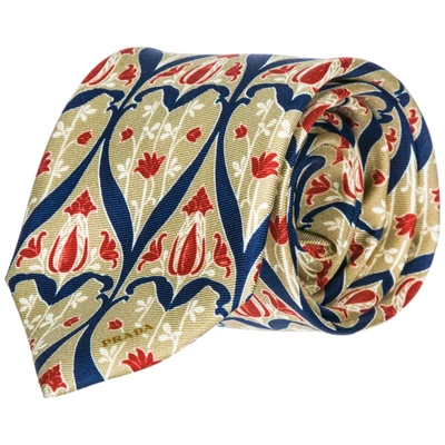 Shop Prada Men's Silk Tie Necktie In Beige