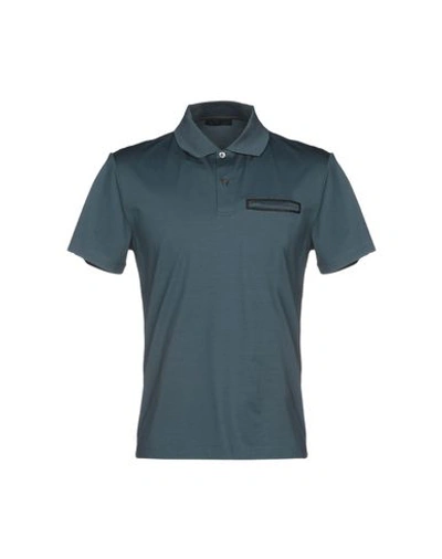 Shop Prada Polo Shirt In Deep Jade