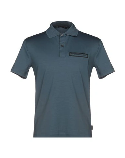 Shop Prada Polo Shirt In Slate Blue