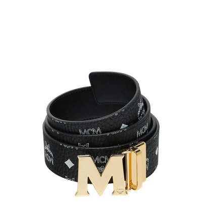 Shop Mcm M Reversible Belt 1.75" In White Logo Visetos In White Logo Black