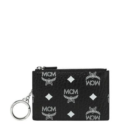 Shop Mcm Key Pouch In White Logo Visetos In White Logo Black