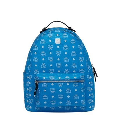 Shop Mcm Stark Backpack In White Logo Visetos In T. Blue