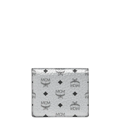Shop Mcm Two Fold Flat Wallet In Visetos Original In Berlin Silver