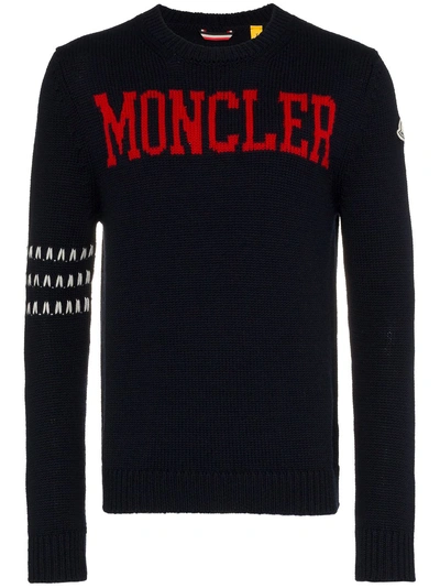 Shop Moncler Genius Logo-knit Sweater - Blue
