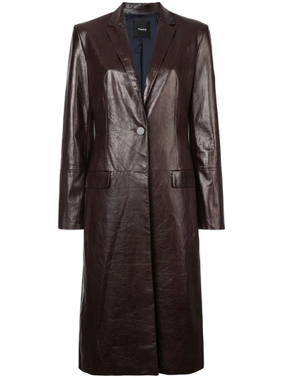 Shop Theory Varnished Leather Coat - Brown