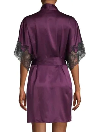 Shop Natori Lace-trimmed Robe In Purple