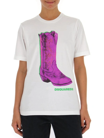 Shop Dsquared2 Boot Print T In White