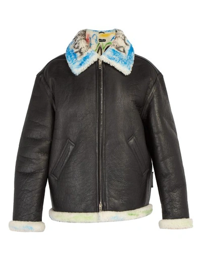 Balenciaga Graffiti Shearling Jacket In Brown | ModeSens