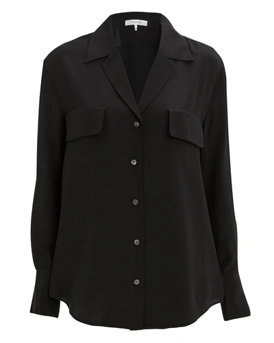 Shop Frame Silk Button-down Shirt In Black