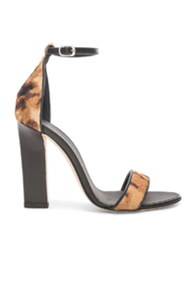 Shop Victoria Beckham Ponyhair Anna Ankle Strap Sandals In Animal,brown,neutral In Leopard Print