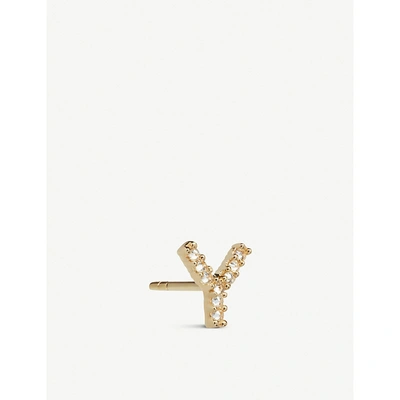 Shop Annoushka Y 18ct Yellow-gold And Diamond Single Stud Earring In 18ct Yellow Gold