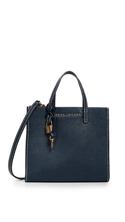 Shop Marc Jacobs Mini Grind Tote In Blue Sea