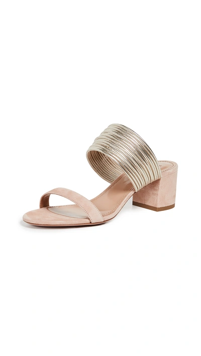 Shop Aquazzura Rendez Vous Sandals In Powder Pink/light Gold