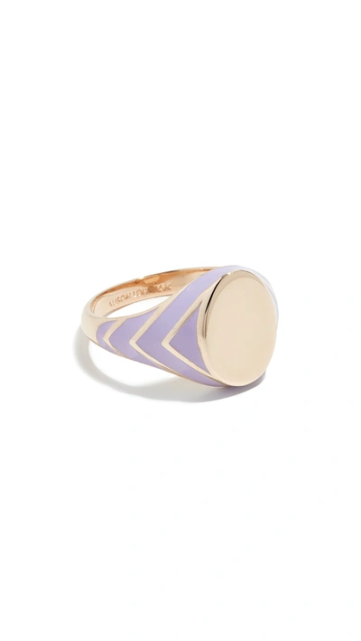 Shop Alison Lou 14k Stripe Signet Ring In Purple