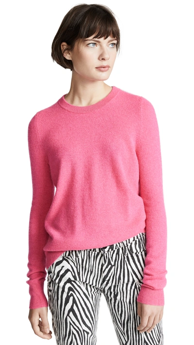 Shop White + Warren Essential Crew Neck Cashmere Sweater In Pop Pink Heather