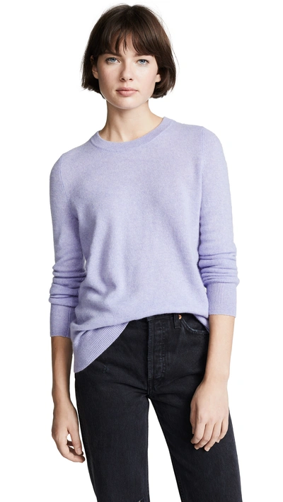 Shop White + Warren Essential Crew Neck Cashmere Sweater In Bright Lilac Heather