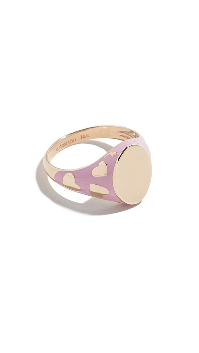 Shop Alison Lou 14k Amour Signet Ring In Dusty Rose