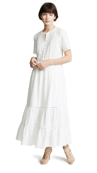 Shop Jonathan Simkhai Embroidered Button Down Tee Dress In White