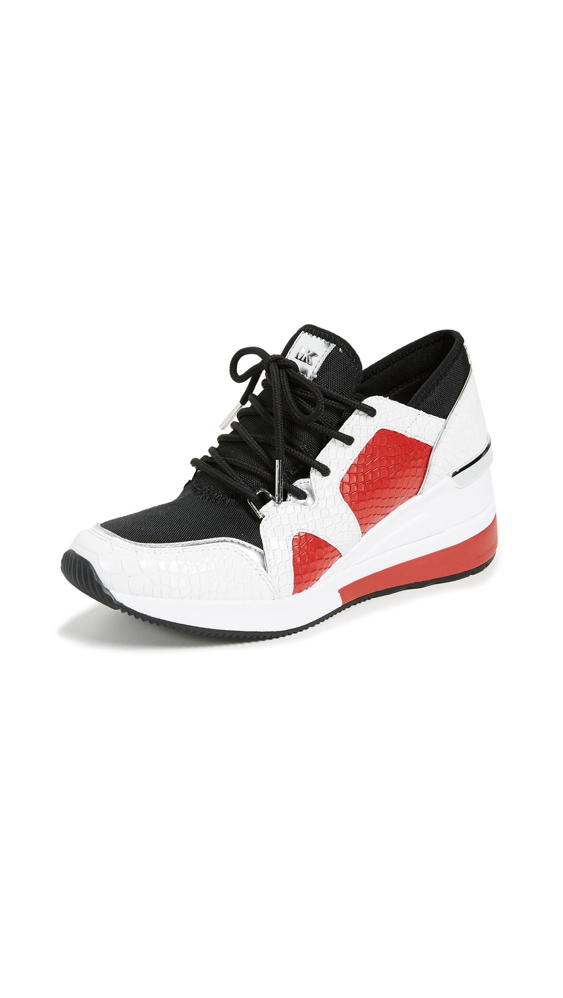michael kors white and red sneakers