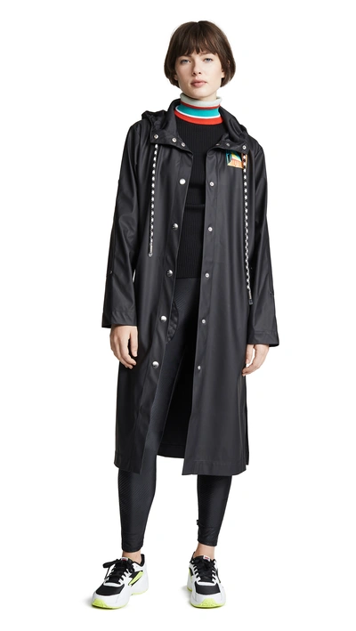 Shop Pswl Rubber Raincoat In Black