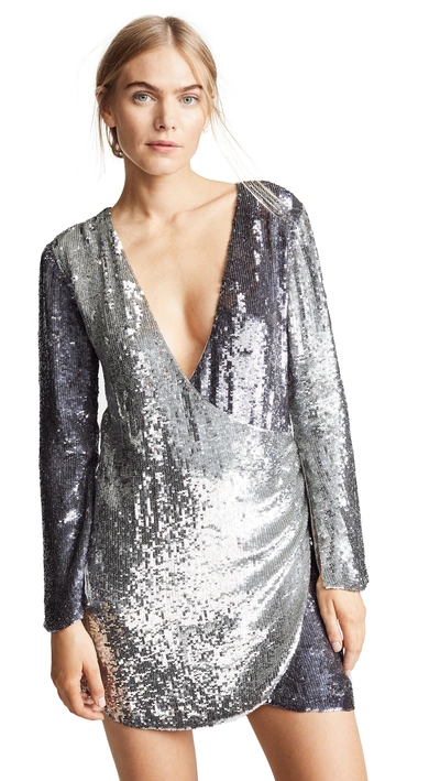 Shop Retroféte Christine Sequin Dress In Silver/gunmetal