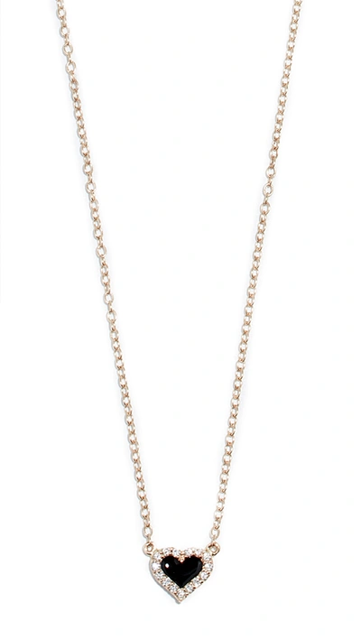 Shop Alison Lou 14k Diamond Heart Necklace In Noir