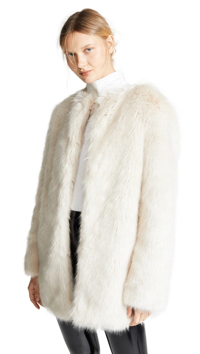 Shop Helmut Lang Faux Fur Coat In Oatmeal