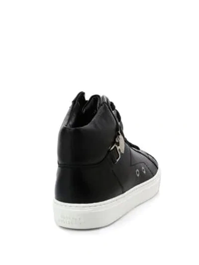 Shop Versace Leather High-top Sneakers In Black