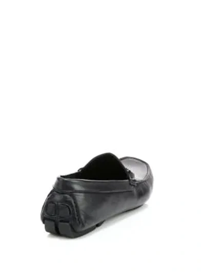 Shop Versace Logo Plaque Leather Loafers In Black