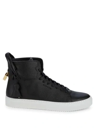 Shop Buscemi Unisex Pebbled Leather High-top Sneakers In Red