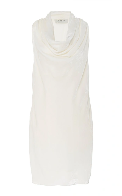 Shop Marei 1998 Daphne Draped Velvet Mini Dress In White