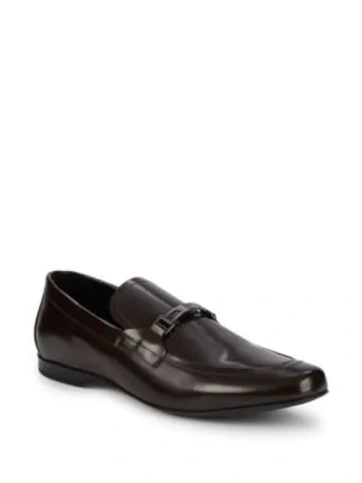 Shop Versace Classic Leather Loafers In Black