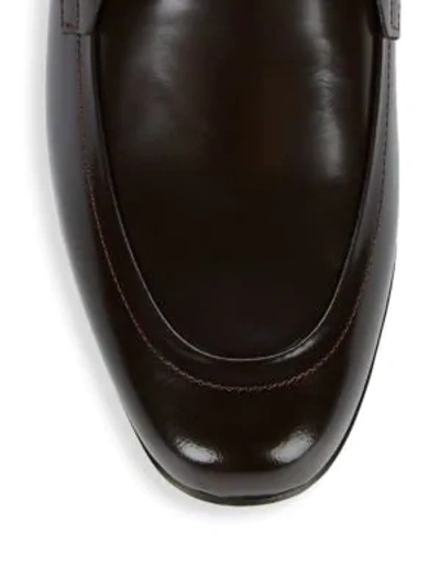 Shop Versace Classic Leather Loafers In Dark Brown