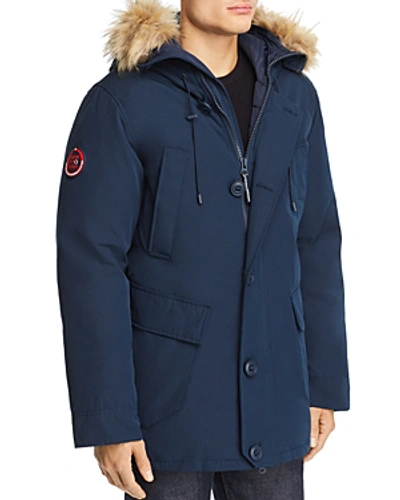 Shop Superdry Rookie Faux Fur-trimmed Puffer Parka In Deep Navy